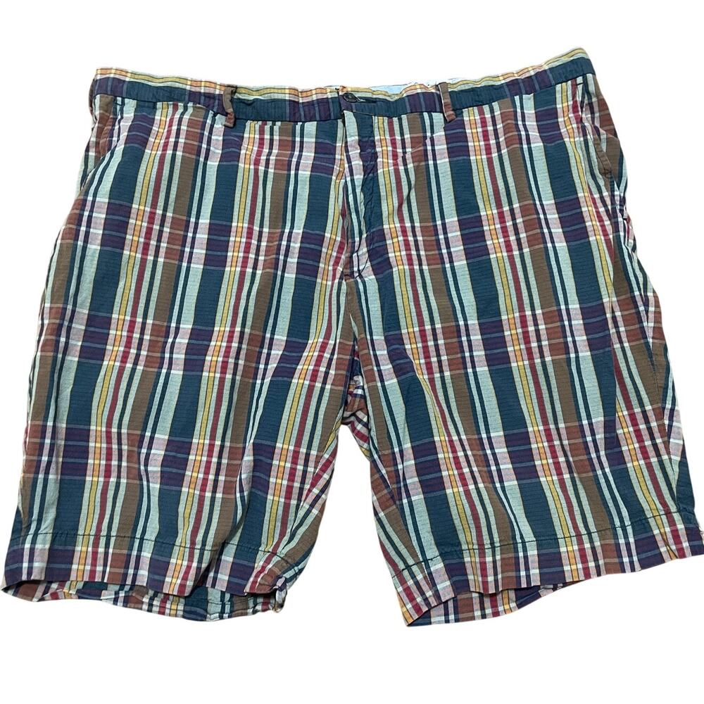 Polo Ralph Lauren Men's 42‎ Blue Tartan Preppy Plaid Madras Cotton Golf Shorts